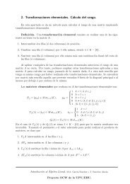 2. Transformaciones elementales. Cálculo del rango.