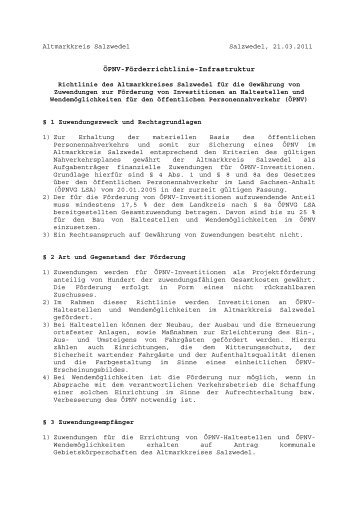 Förderrichtlinie Infrastruktur (pdf 0,06 MB) - Altmarkkreis Salzwedel
