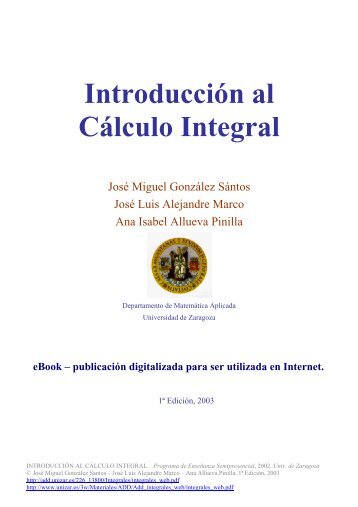 Introducción al Cálculo Integral - Universidad de Zaragoza