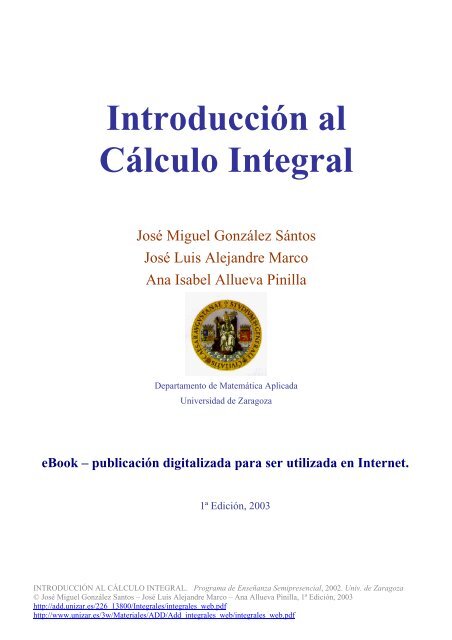 Nathaniel Ward visitante casual Introducción al Cálculo Integral - Universidad de Zaragoza