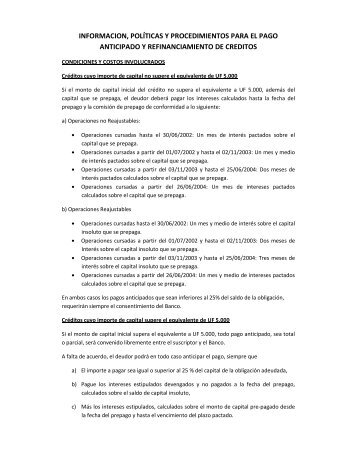 Procedimiento solicitud de Liquidación de Prepago y Alzamiento - Bci