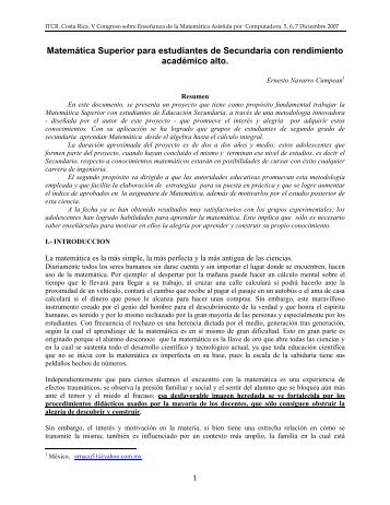 Matematica superior para estudiantes de secundaria - Cidse