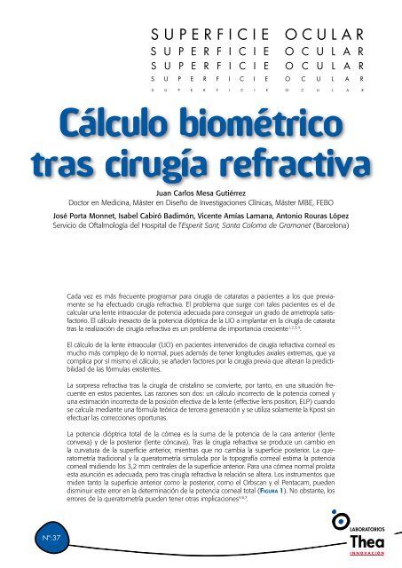 Cálculo biométrico tras cirugía refractiva - Laboratorios Thea