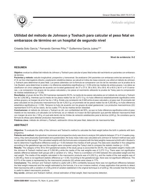 Utilidad del método de Johnson y Toshach para - Revistas Médicas ...