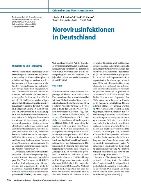 Norovirusinfektionen in Deutschland, Bundesgesundheitsblatt ... - RKI