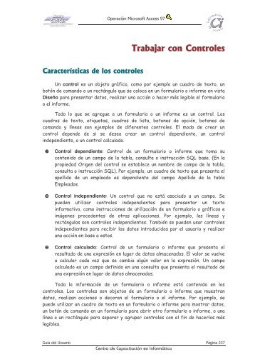 Guia del Usuario Operación Access - Trabajar con Controles - ANEP