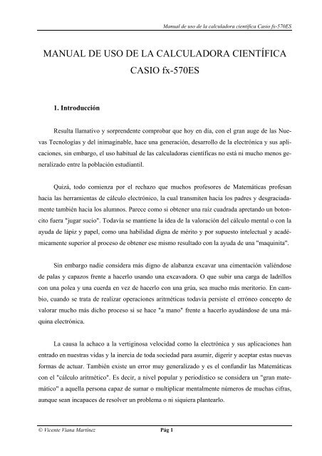manual de uso de la calculadora científica - de Vicente Viana