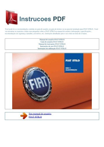 Manual do usuário FIAT STILO - INSTRUCOES PDF
