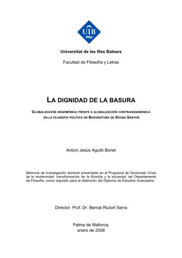 LA DIGNIDAD DE LA BASURA - Boaventura de Sousa Santos