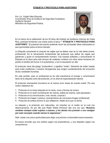 etiqueta y protocolo para auditores - Instituto de Auditores Internos ...