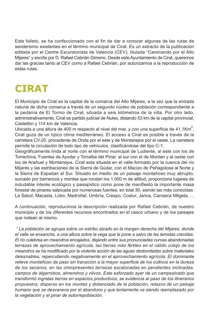 Rutas de Senderismo en pdf. - Cirat