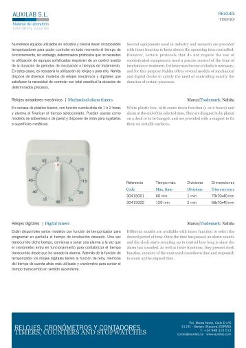 relojes, cronómetros y contadores timers, counters and ... - Auxilab