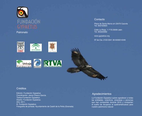 Memoria de actividades 2010 - Fundación Gypaetus