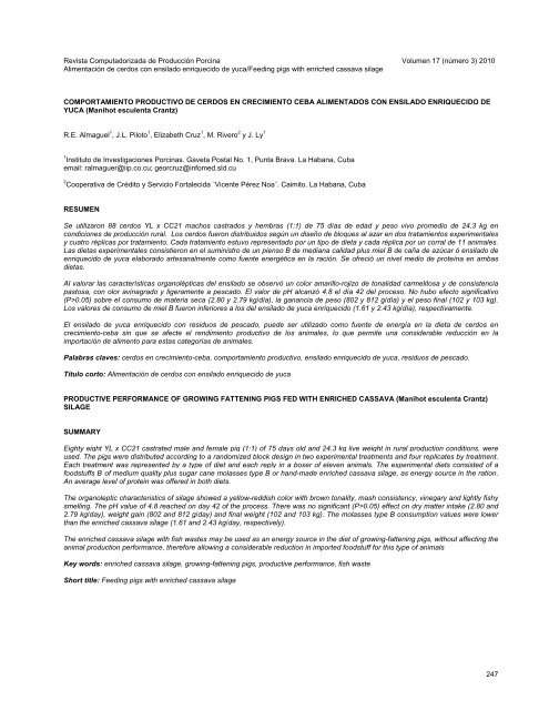 (número 3) 2010 Alimentación de cerdos con ensilado enriquecido