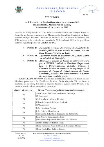 Acta nº.8 de 09/07/2012 - Assembleia Municipal de Lagos