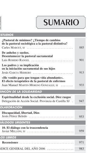 SUMARIO - Editorial Sal Terrae