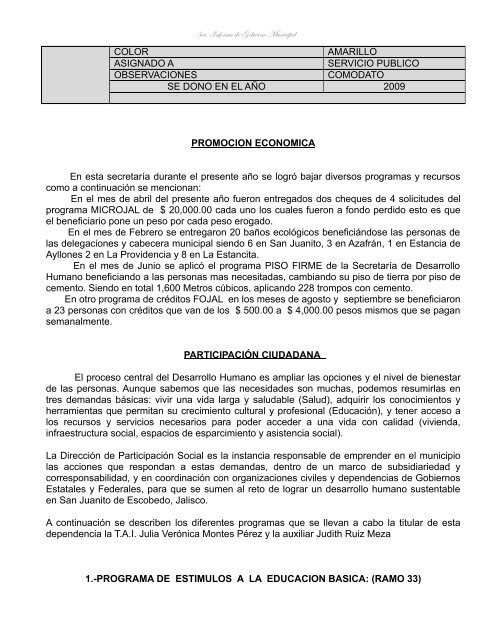 3er. Informe de Gobierno Municipal - Gobierno del Estado de Jalisco