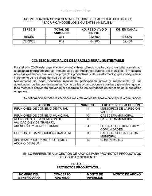 3er. Informe de Gobierno Municipal - Gobierno del Estado de Jalisco