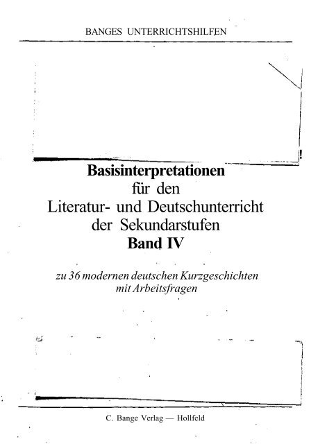 Fur Den Literatur Und Deutschunterricht Der Sekundarstufen
