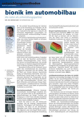 mobiles Artikel vom 1.10.2008: RLE-Bionik im Automobilbau