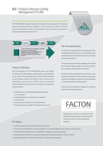 RLE I Product Lifecycle Costing Management (PLCM)