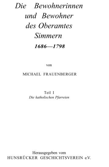 Die Bewohnerinnen und Bewohner des Oberamtes Simmern 1686 ...