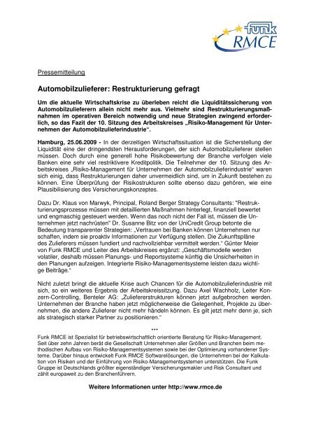 090618_ Zehnte AK-Sitzung Risikomanagement für ... - RMCE