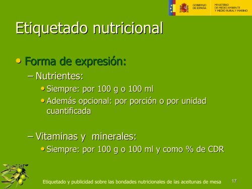 Etiquetado y publicidad sobre las bondades nutricionales de las ...