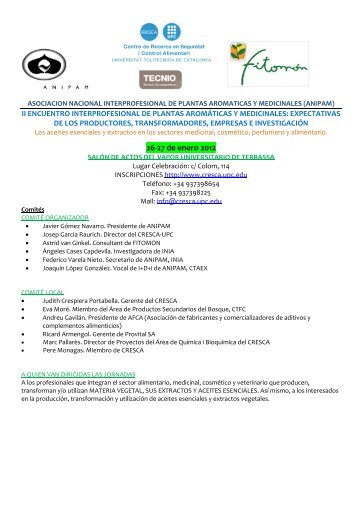 II Encuentro Interprofesional de Plantas ... - CRESCA - UPC