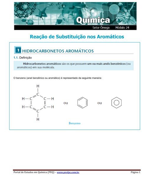 Substituição nos Aromáticos - Portal de Estudos em Química