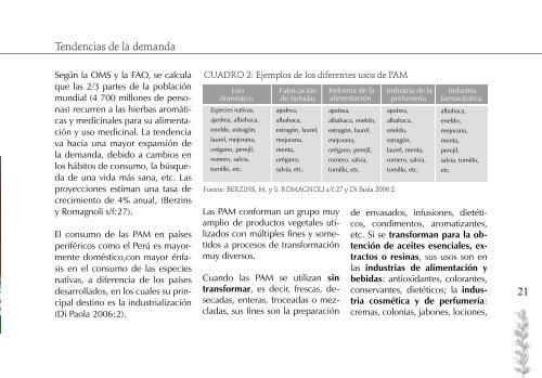 Las plantas aromáticas y medicinales. Una alternativa para - CEDEP