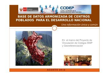 base de datos armonizada de centros poblados para el ... - geoidep