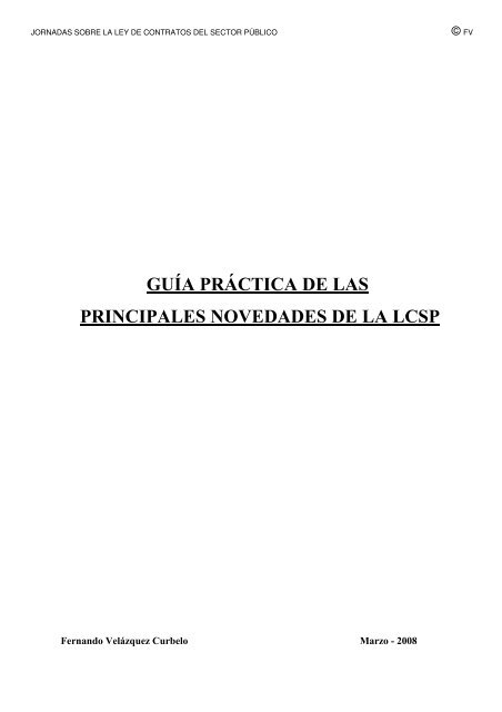 guía práctica de las principales novedades de la lcsp - Cosital