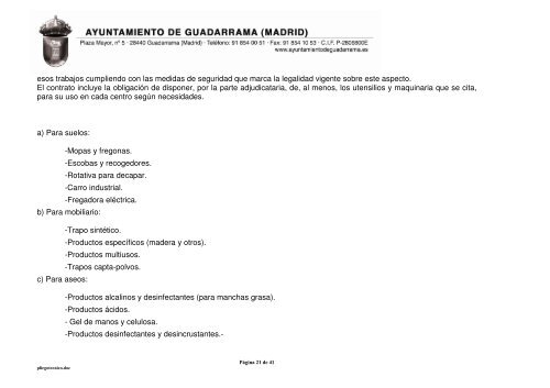 Pliego de prescripciones técnicas - Ayuntamiento de Guadarrama