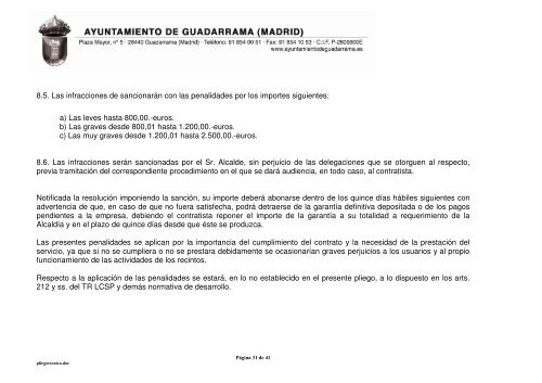 Pliego de prescripciones técnicas - Ayuntamiento de Guadarrama