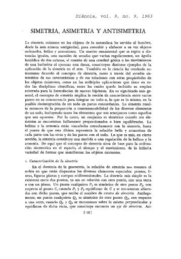 SIMETRIA, ASIMETRíA Y ANTISIMETR1A - Diánoia - UNAM