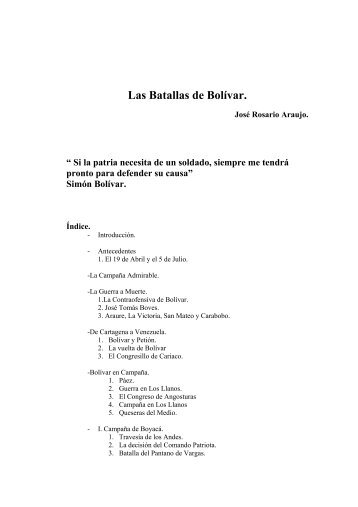 Las Batallas de Bolívar.