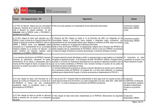 Informe Trimestral (abril - junio 2011) - Ministerio de Energía y Minas