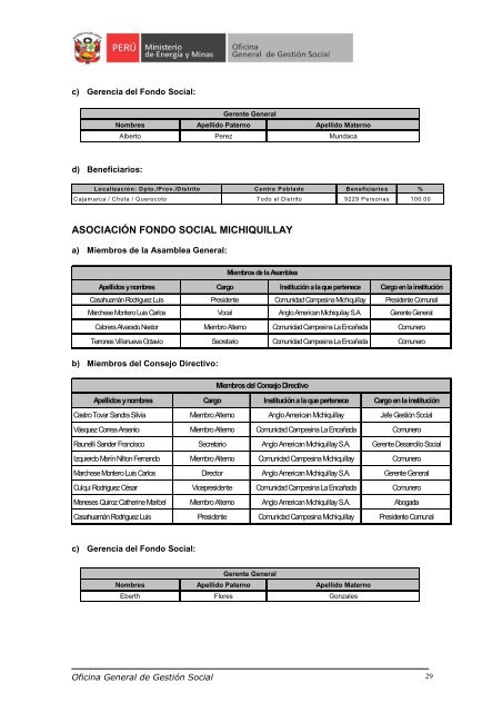 Informe Trimestral (abril - junio 2011) - Ministerio de Energía y Minas