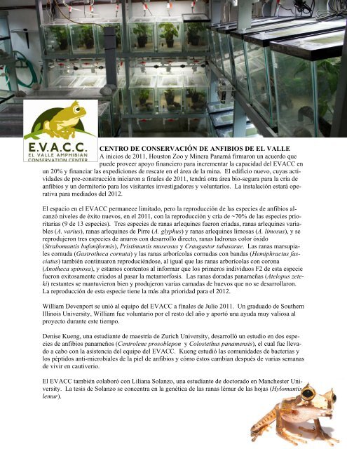 informe anual 2011 - Amphibian Rescue and Conservation Project