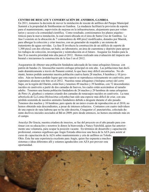 informe anual 2011 - Amphibian Rescue and Conservation Project