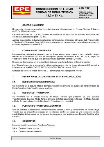CONSTRUCCION DE LINEAS AEREAS DE MEDIA TENSION ... - Epe