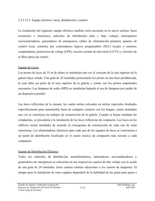 tabla de contenido 3.0 descripción del proyecto - Canal de Panamá