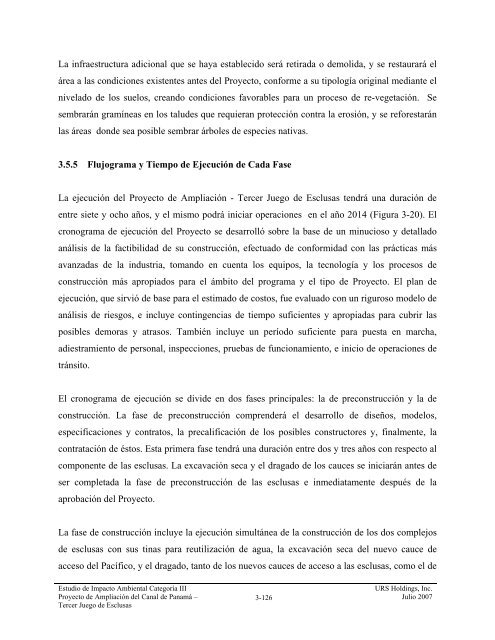 tabla de contenido 3.0 descripción del proyecto - Canal de Panamá