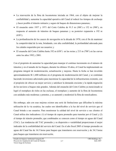 tabla de contenido 3.0 descripción del proyecto - Canal de Panamá