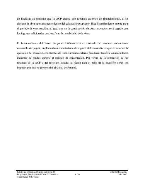 tabla de contenido 3.0 descripción del proyecto - Canal de Panamá