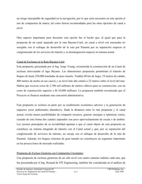 tabla de contenido 3.0 descripción del proyecto - Canal de Panamá