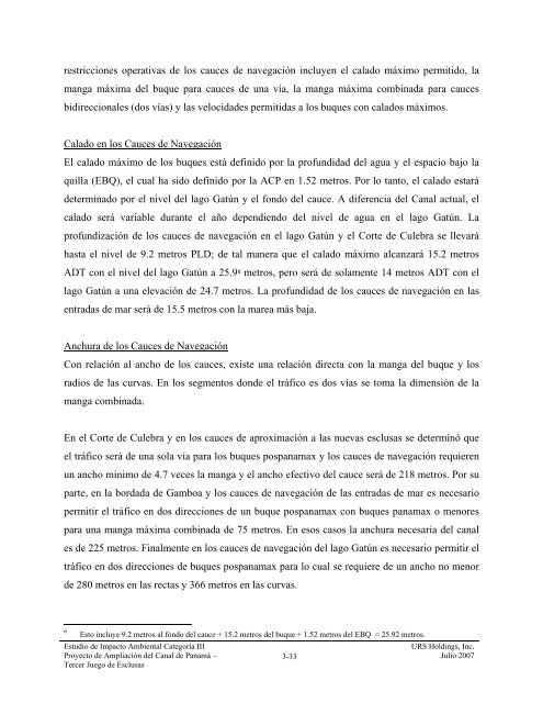 tabla de contenido 3.0 descripción del proyecto - Canal de Panamá