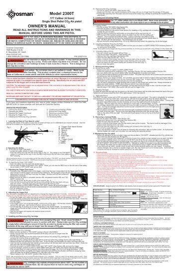 Model 2300T OWNER'S MANUAL - Crosman