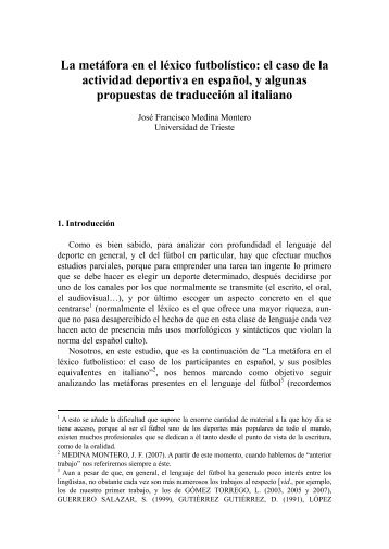 La metáfora en el léxico futbolístico: el caso de la ... - Contrastiva